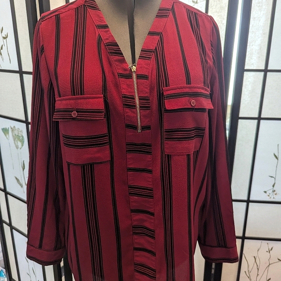 Notations Tops - Notations XL dark red and black women's blouse